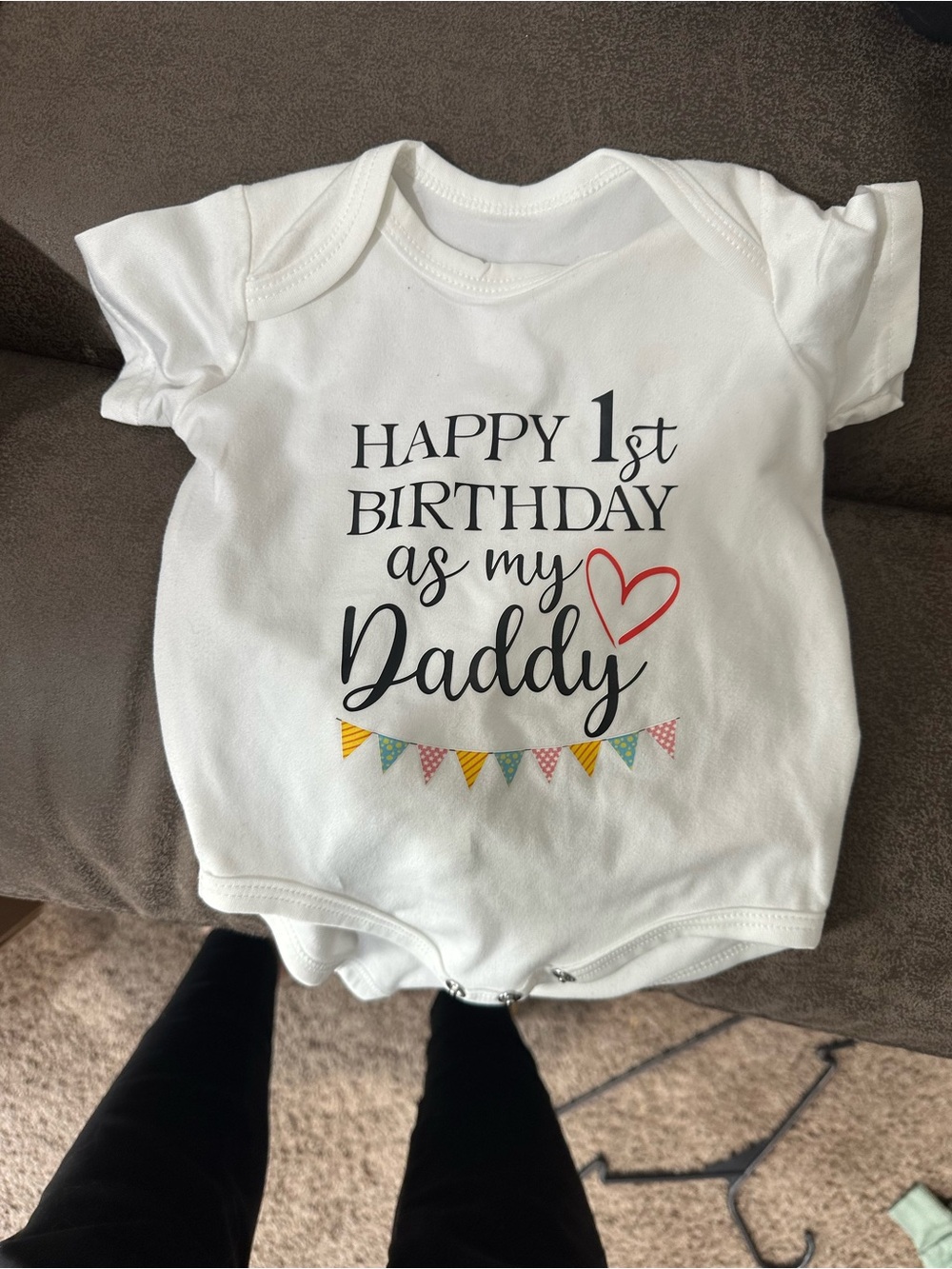Happy 1st Birthday as my Daddy White Baby One-Piece
